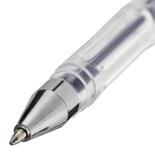 Ручка гелевая STAFF "Basic", синяя, корпус прозрачный, хромированные детали, линия письма 0,35 мм фото 5