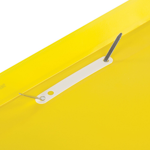 Скоросшиватель пластиковый с перфорацией BRAUBERG, А4, 140/180 мкм, желтый фото 2