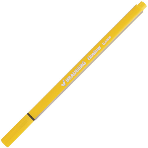 Ручка капиллярная (линер) BRAUBERG "Aero", металлический наконечник, линия письма 0,4 мм, желтая фото 3