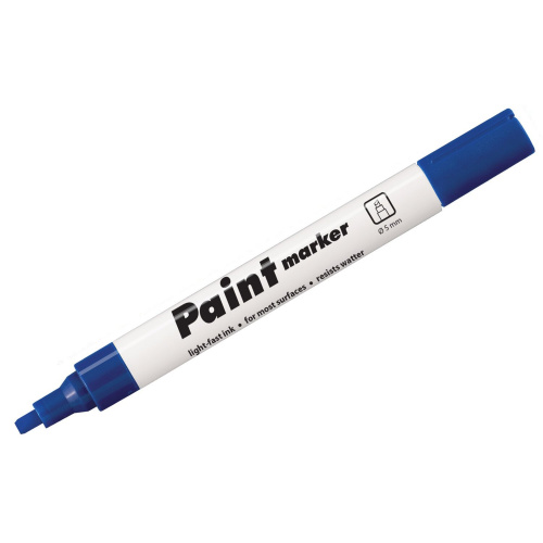 Маркер-краска лаковый (paint marker) CENTROPEN, скошенный наконечник 1-5 мм, синий фото 2