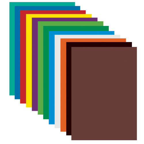 Картон цветной ПИФАГОР, А4, немелованный (матовый), 12 л., 12 цв., 200х283 мм фото 2