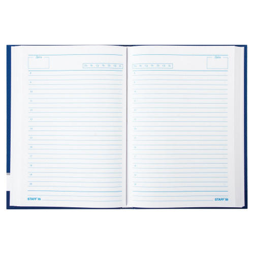Ежедневник недатированный STAFF, А5, 145х215 мм, ламинированная обложка, 128 л., синий фото 3