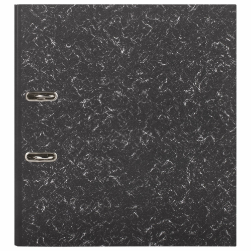 Папка-регистратор STAFF "Basic", 70 мм, с мраморным покрытием, без уголка, черный корешок фото 2