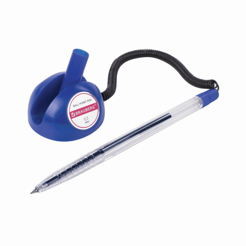 Ручка шариковая настольная BRAUBERG "Counter Pen", пружинка, корпус синий, 0,5 мм, синяя фото 6