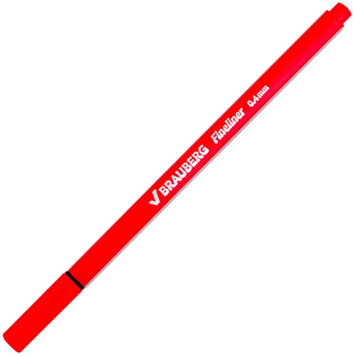 Ручка капиллярная (линер) BRAUBERG "Aero", трехгранная, линия письма 0,4 мм, красная фото 9