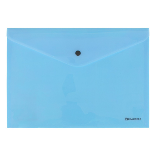 Папка-конверт с кнопкой BRAUBERG "Pastel", А4, до 100 л, непрозрачная цвет, аквамарин фото 7