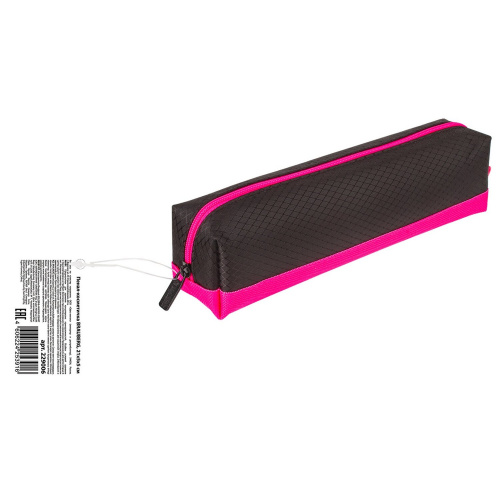 Пенал-косметичка BRAUBERG "Black&Bright", 21х5х5 см, мягкий, черно-розовый фото 6