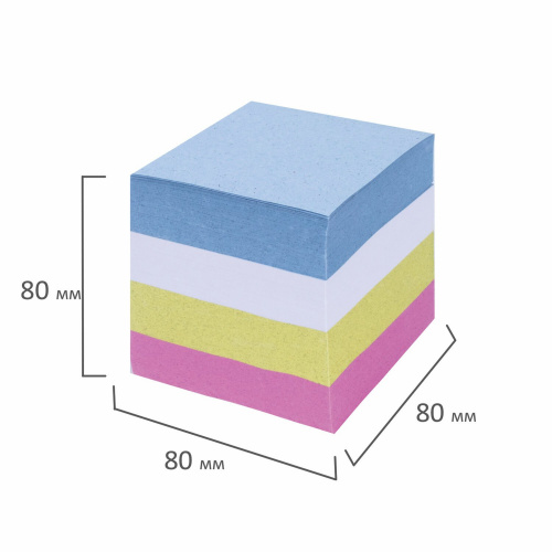 Блок для записей STAFF, проклеенный, куб 8х8 см, 800 л., цветной, чередование с белым фото 5