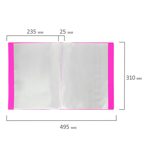 Папка 40 вкладышей BRAUBERG "Neon", 25 мм, неоновая розовая фото 8
