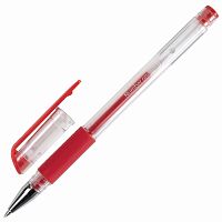 Ручка гелевая с грипом BRAUBERG "Number One", узел 0,5 мм, линия письма 0,35 мм, красная