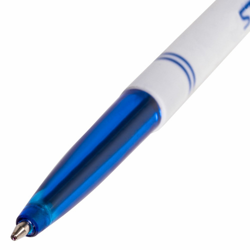 Ручка шариковая STAFF "Офисная", корпус белый, линия письма 0,35 мм, синяя фото 3