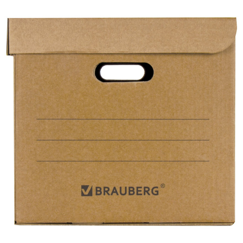 Короб архивный BRAUBERG "Делопроизводство", 325х480х295 мм, с крышкой, гофрокартон фото 8