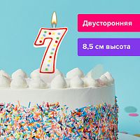 Свеча-цифра для торта ЗОЛОТАЯ СКАЗКА "7", с конфетти, 8,5 см, держатель, блистер