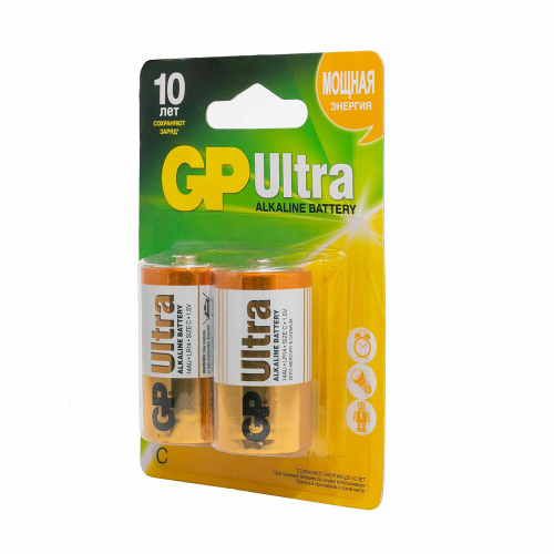 Батарейки GP Ultra, С (LR14, 14 А), алкалиновые, КОМПЛЕКТ 2 шт., блистер, 14AU-2CR2 фото 3
