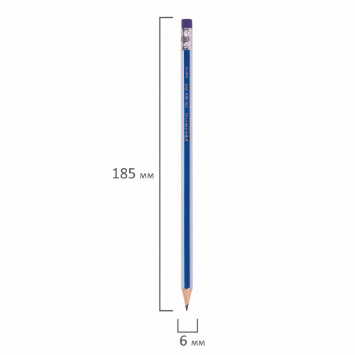 Набор карандашей чернографитных BRAUBERG "GX-100", 12 шт., HB, с ластиком, корпус синий фото 5