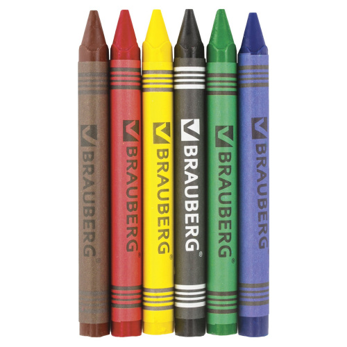 Восковые карандаши BRAUBERG "АКАДЕМИЯ", 6 цветов фото 5