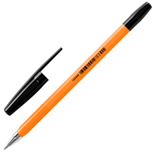 Ручка шариковая BRAUBERG "M-500 ORANGE", корпус оранжевый, линия письма 0,35 мм, черная фото 2