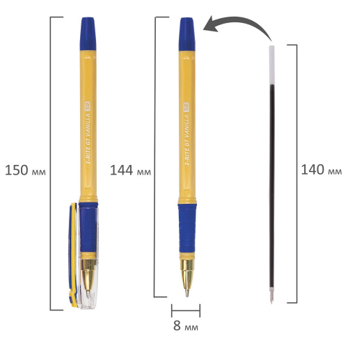 Ручка шариковая масляная с грипом BRAUBERG "i-Rite GT Vanilla", корпус кремовый, синяя фото 7