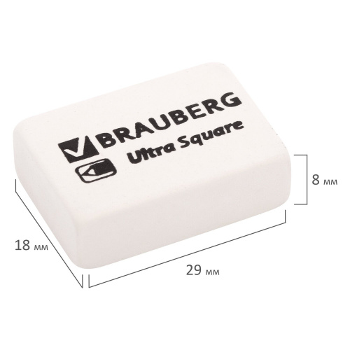 Ластики BRAUBERG "Ultra Square", 6 шт., 29х18х8 мм, белые, натуральный каучук фото 4