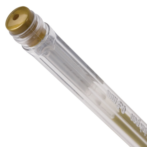 Ручка гелевая BRAUBERG "Jet", корпус прозрачный, узел 0,5 мм, линия письма 0,35 мм, золотистая фото 6