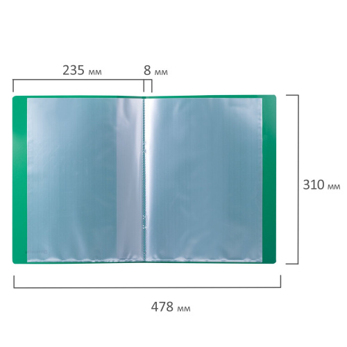Папка BRAUBERG, 10 вкладышей,  0,5 мм, стандарт, зеленая фото 8