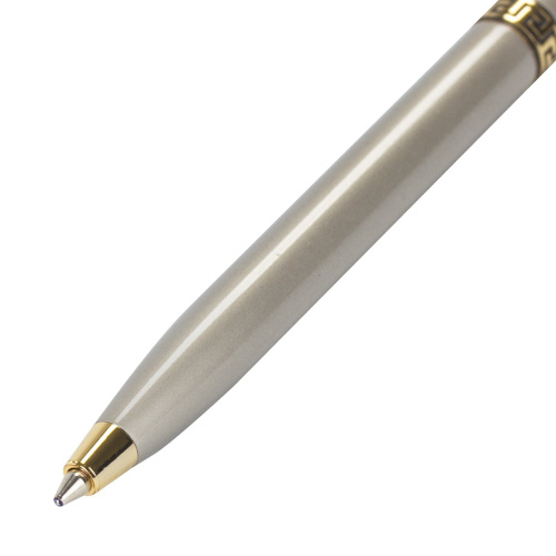 Ручка подарочная шариковая GALANT "Brigitte", тонкий корпус, серебристый, золотистые детали, синяя фото 8