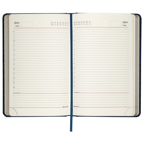 Ежедневник недатированный А5 (138х213 мм) BRAUBERG "Comodo", под кожу, 160 л., темно-синий фото 6