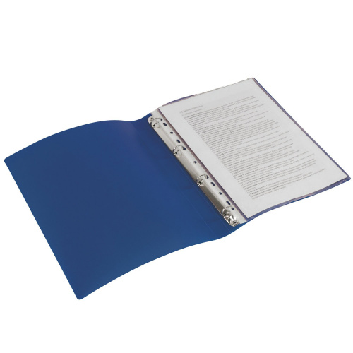 Папка на 4 кольцах STAFF, 25 мм,  0,5 мм, до 170 листов, синяя фото 3