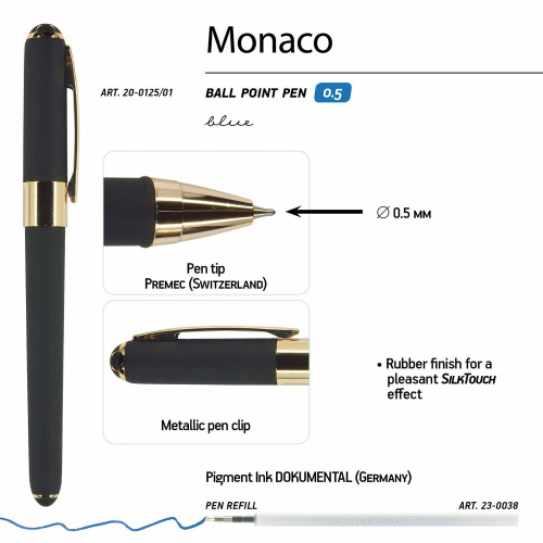 Ручка шариковая BRUNO VISCONTI MONACO, черный корпус, линия письма 0,3 мм, синяя, синяя фото 5