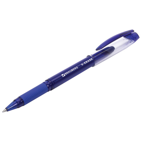 Ручка стираемая гелевая с грипом BRAUBERG "X-ERASE", корпус синий, линия письма 0,35 мм, синяя фото 6