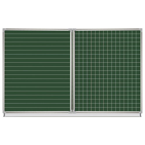 Доска для мела магнитная STAFF, 3-х элементная, 100х150/300 см, зеленая фото 2