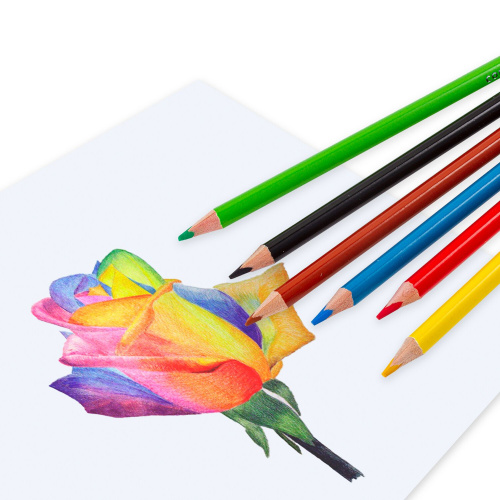 Карандаши цветные BRAUBERG PREMIUM, 6 цветов, трехгранные, грифель мягкий 3,3 мм фото 3