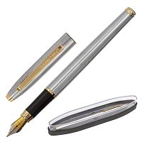 Ручка подарочная перьевая BRAUBERG Brioso, корпус серебристый, линия письма 0,25 мм, синяя