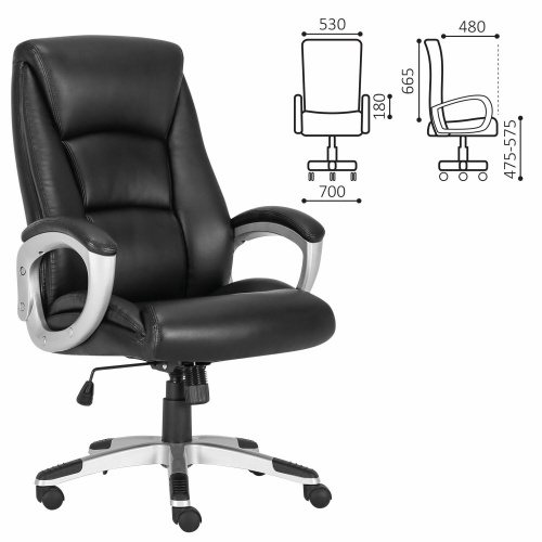 Кресло офисное BRABIX PREMIUM "Grand EX-501", рециклированная кожа, черное фото 8