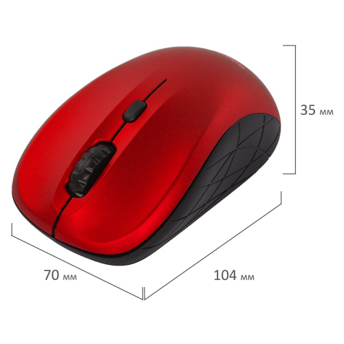 Мышь беспроводная SONNEN V-111, USB, 800/1200/1600 dpi, 4 кнопки, оптическая, красная фото 9
