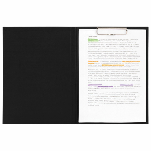 Папка-планшет STAFF "EVERYDAY", А4, с прижимом и крышкой, картон/бумвинил, черная фото 8