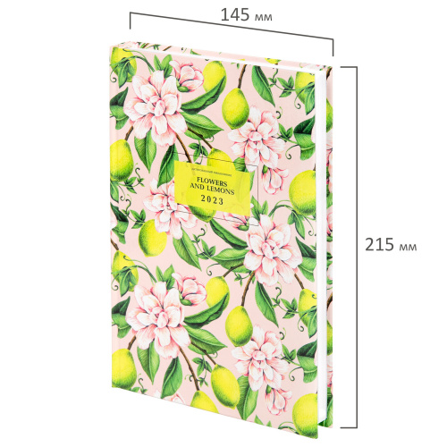 Ежедневник датированный на 2023 STAFF "Lemons & flowers", 145х215 мм, А5, ламинированная обложка фото 9
