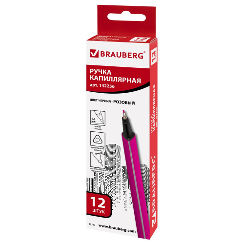 Ручка капиллярная (линер) BRAUBERG "Aero", трехгранная, металлический наконечник, розовая фото 9