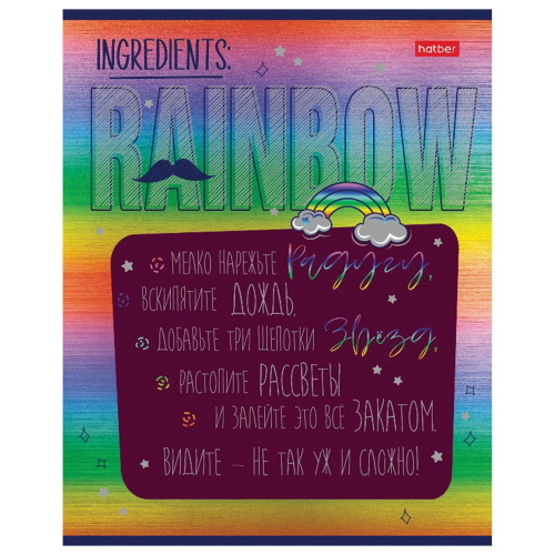 Тетрадь HATBER Rainbow, А5 48л., скоба, клетка, металлизированный картон фото 6