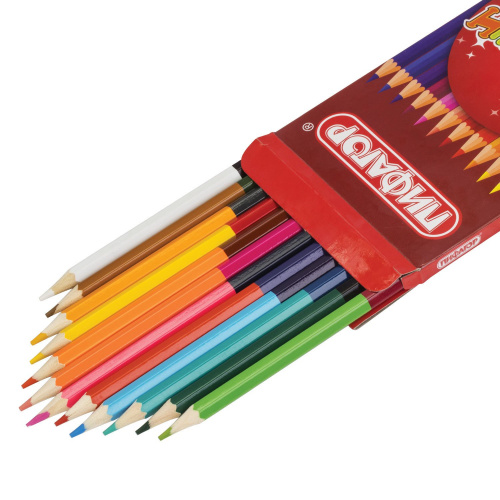 Карандаши двусторонние ПИФАГОР, 12 штук, 24 цвета, заточенные, картонная упаковка фото 6