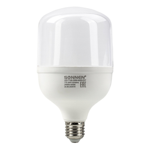 Лампа светодиодная SONNEN, 30 (250) Вт, цоколь Е27, цилиндр, холодный белый, 30000 ч фото 5