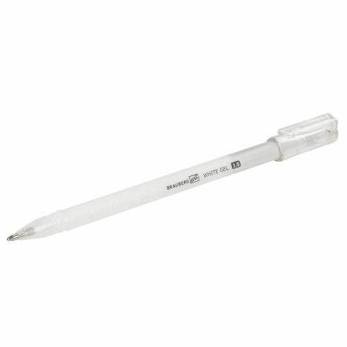 Ручка гелевая BRAUBERG Art Classic, корпус тонированный белый, линия 0,5 мм, белая фото 9