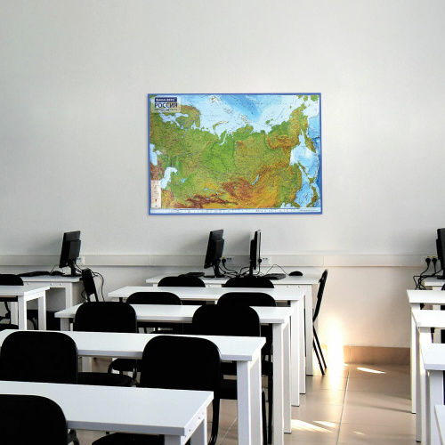 Карта России физическая BRAUBERG 116х80 см, 1:7,5М, с ламинацией, интерактивная, европодвес фото 5