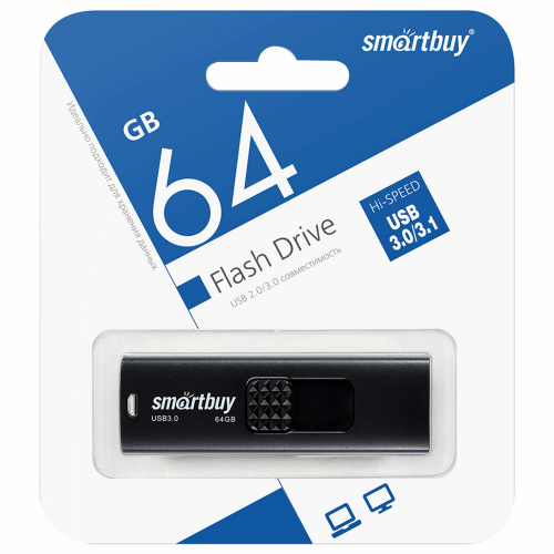 Флеш-диск 64 GB SMARTBUY Fashion USB 3.0, черный, SB064GB3FSK фото 3