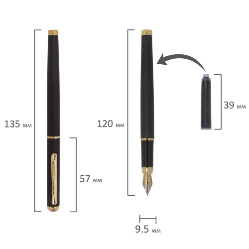 Ручка подарочная перьевая BRAUBERG Maestro, корпус черный, линия письма 0,25 мм, синяя фото 5
