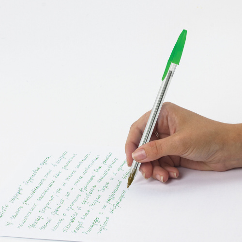 Ручка шариковая STAFF "Basic Budget BP-04", линия письма 0,5 мм, с штрихкодом, зеленая фото 4