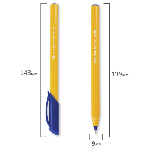 Ручка шариковая масляная BRAUBERG "Extra Glide Orange", трехгранная, линия письма 0,35 мм, синяя фото 6