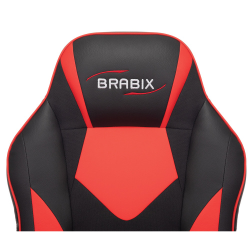 Кресло компьютерное BRABIX "Game GM-017", экокожа/ткань, черное/красное фото 8