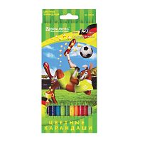 Карандаши цветные BRAUBERG "Football match", 12 цветов, заточенные, картонная упаковка