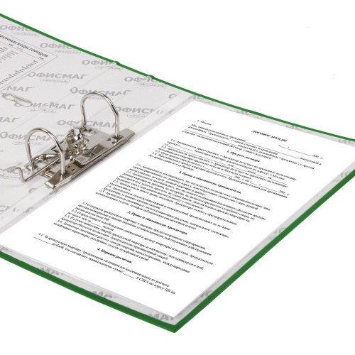 Папка-регистратор ОФИСМАГ, с арочным механизмом, покрытие из ПВХ, 75 мм, зеленая фото 5